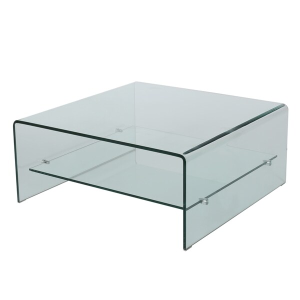 Ramona Square Glass Coffee Table with Shelf by Christopher Knight Home