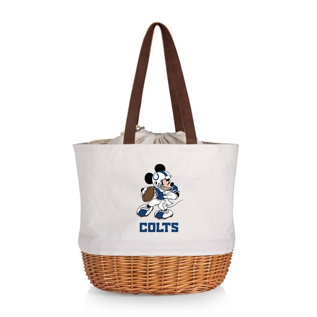 Nfl Indianapolis Colts Mickey Mouse Coronado Canvas And Willow Basket Tote Beige Canvas