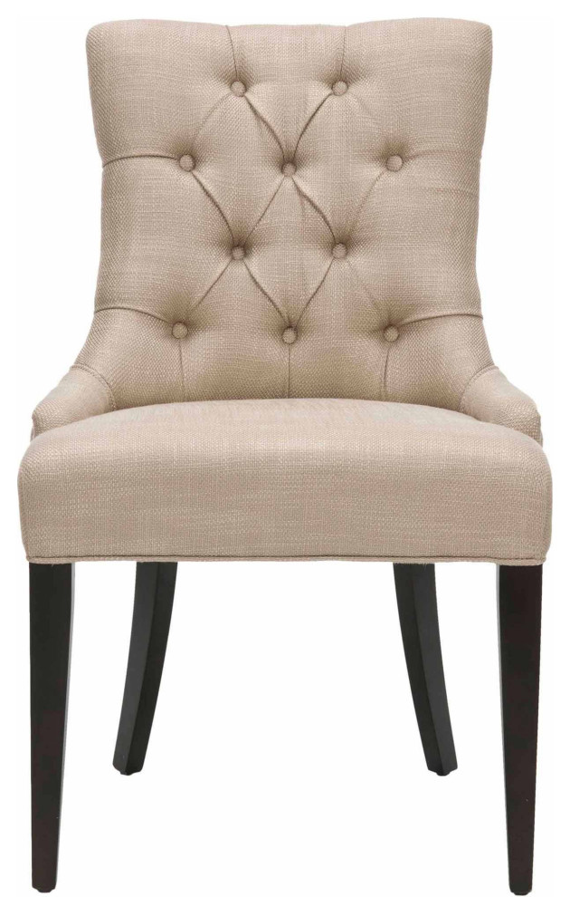 Accent Chair  Birchwood Legs With Daimond Button Tufted Back   Transitional   Dining Chairs   by Decor Love  Houzz