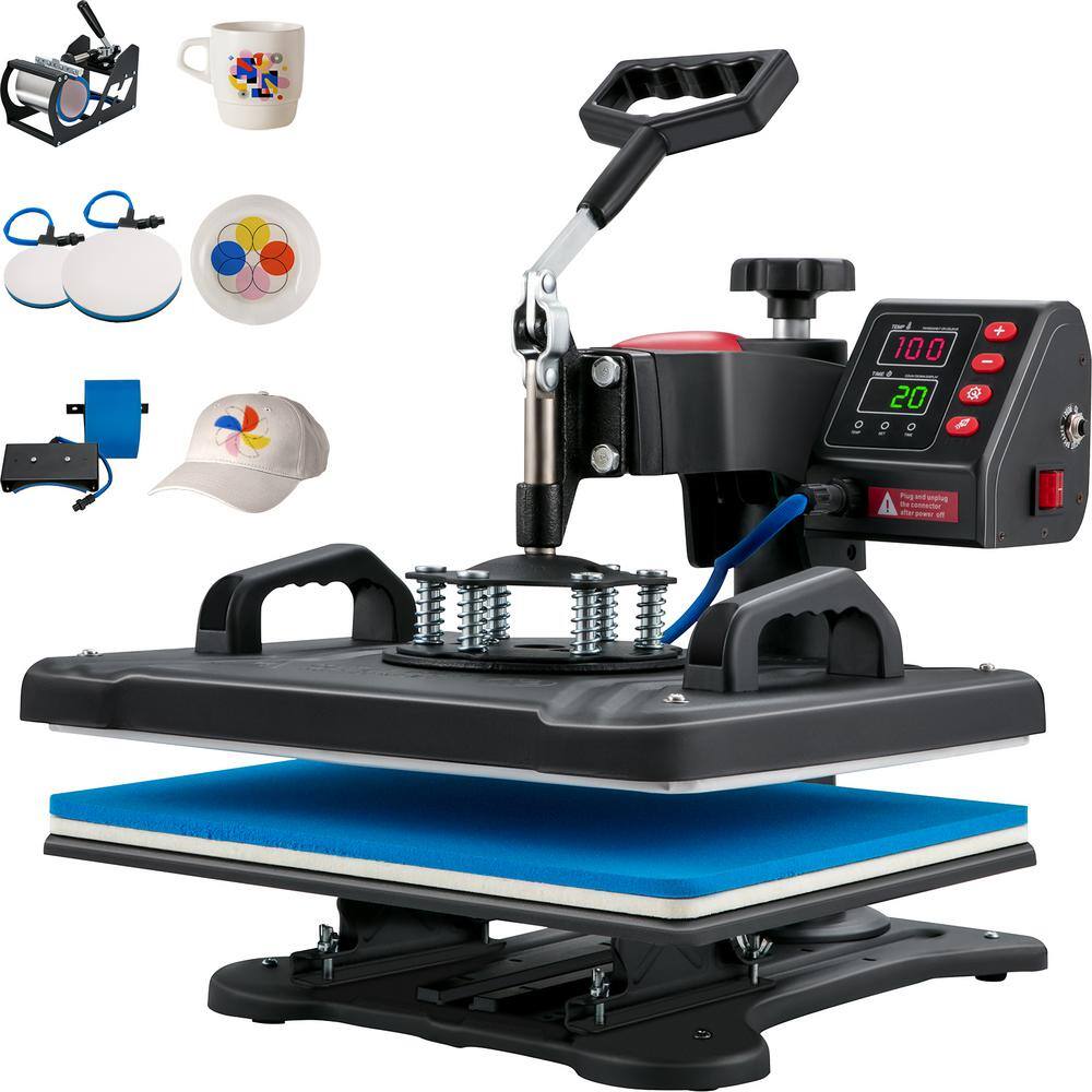 VEVOR Heat Press 5 in 1 Heat Press Machine  12x15 Clamshell Sublimation Transfer Printer 900W Vinyl Heat Press FTSDG1215110V8DYRV1