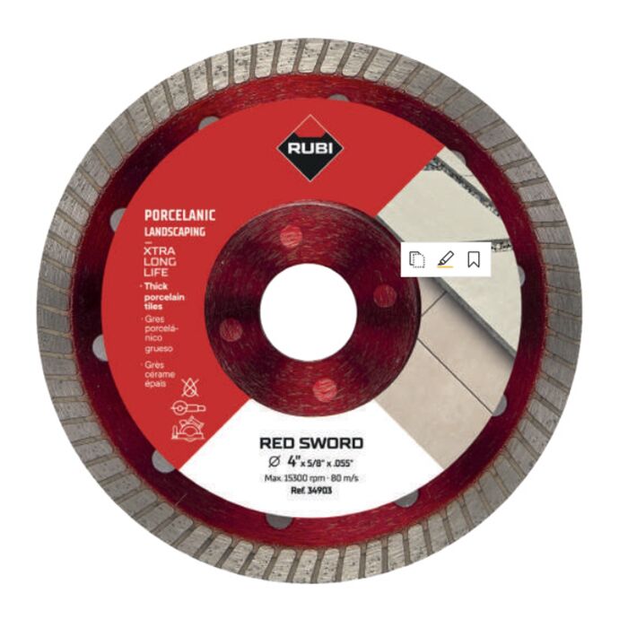 Rubi Tools Red Sword Diamond Blade Wet