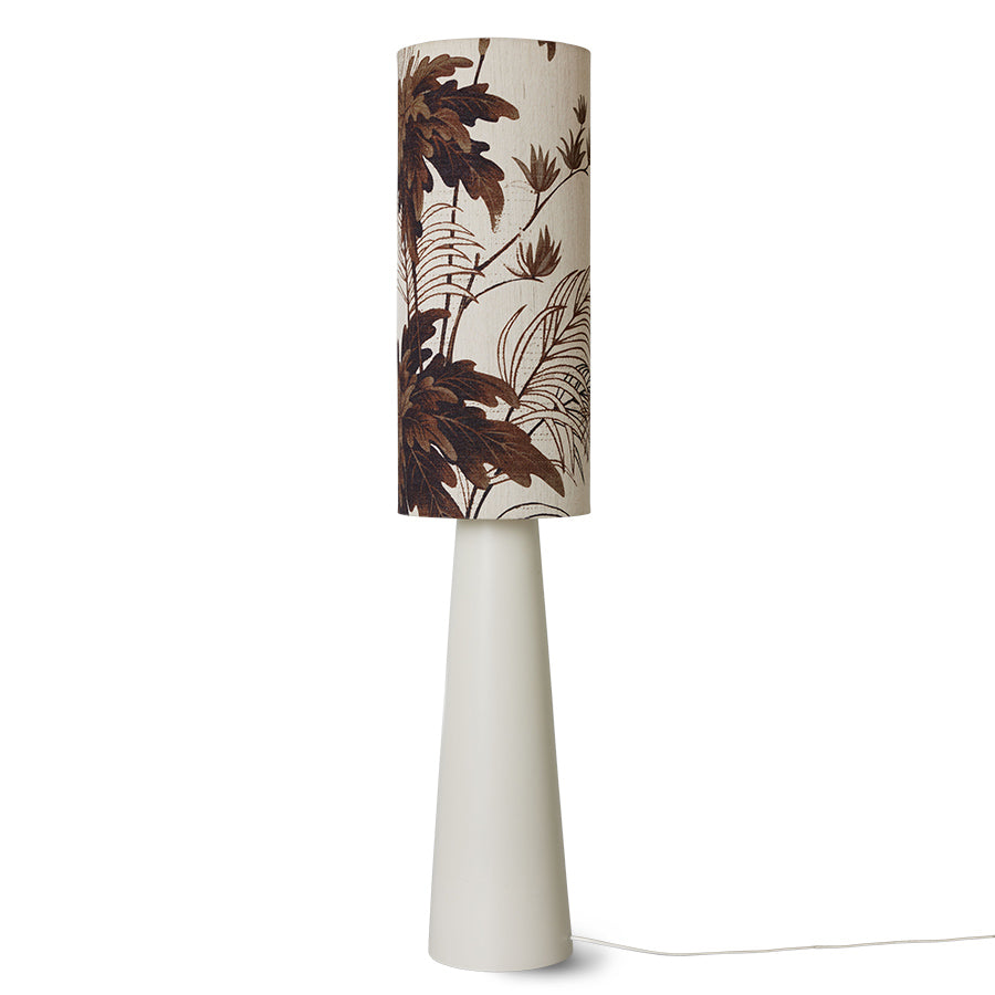 Retro cone floor lamp - cream & floral shade