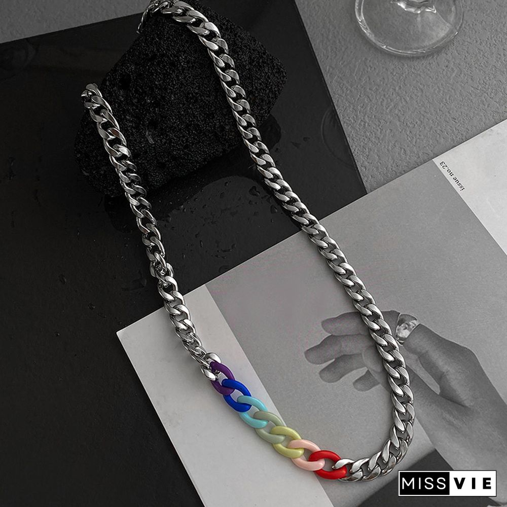 Rainbow Chain Titanium Steel Necklace