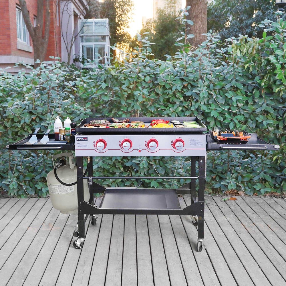 Royal Gourmet GB4000F 36 Inch Flat Top Gas Griddle  4 Burner Propane BBQ Grill Griddle with Top Cover Lid Black