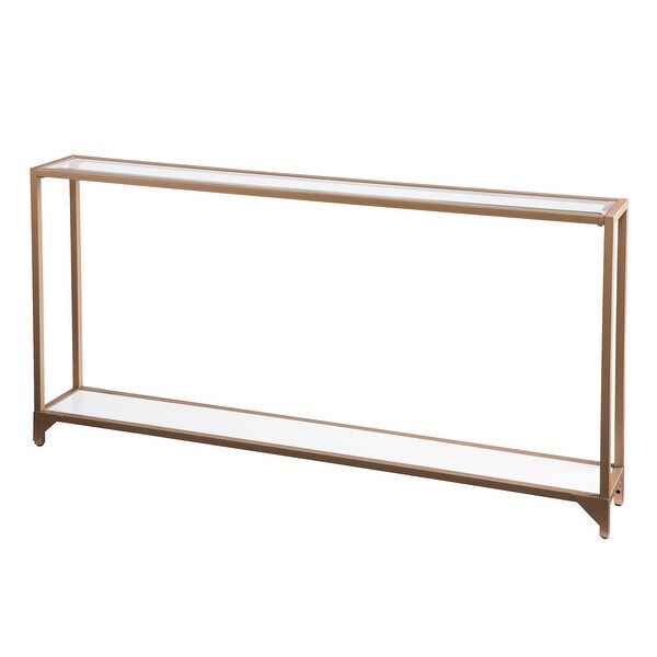 SEI Furniture Grant Wall-hug Goldtone Metal and Glass Console Table