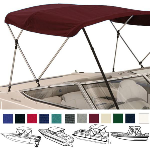 EliteShield 3 Bow Bimini Top Boat Cover Burgundy 3 Bow 72