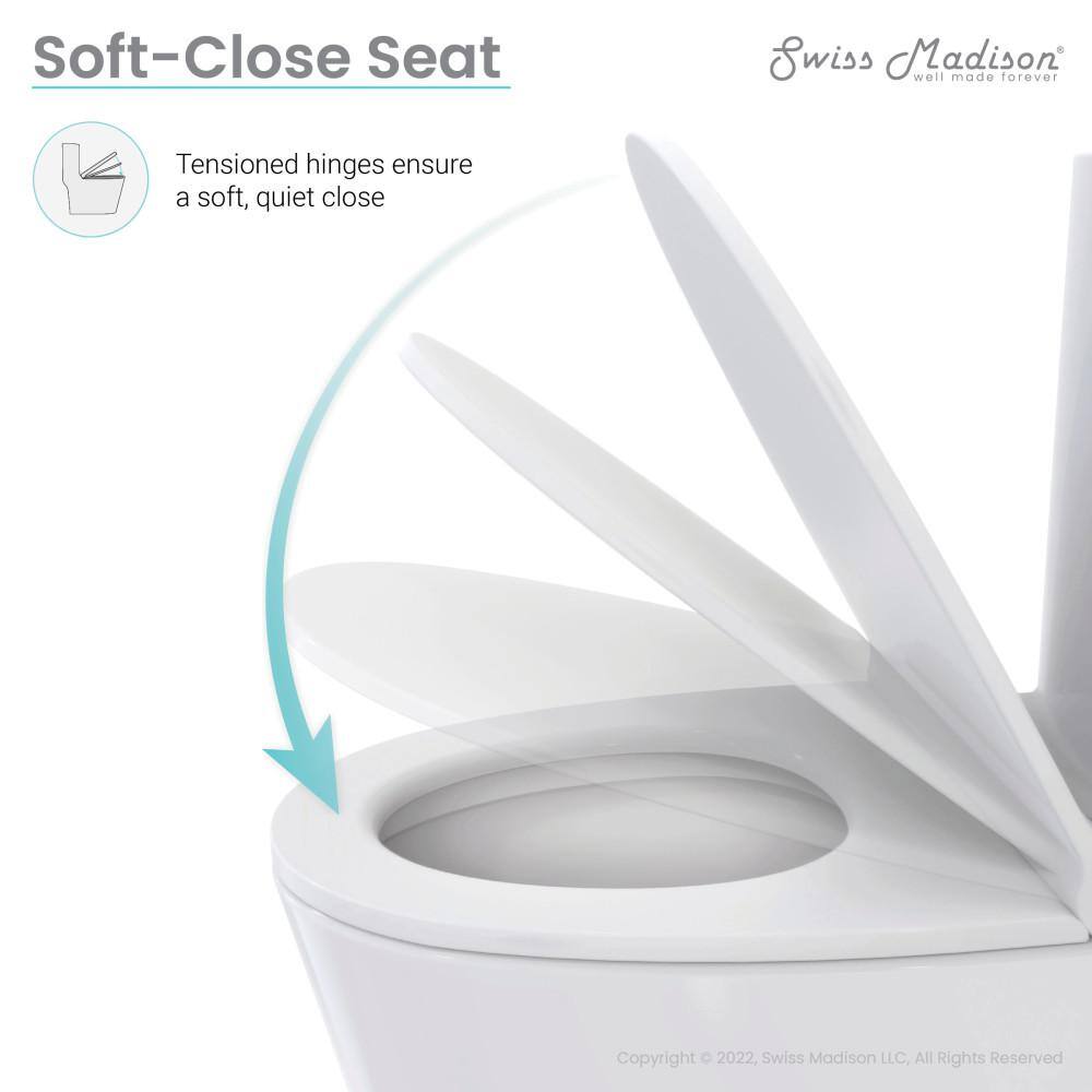 Swiss Madison Virage 1-piece 1.11.6 GPF Touchless Retrofit Dual Flush Elongated Toilet in Glossy White Seat Included SM-1TK118