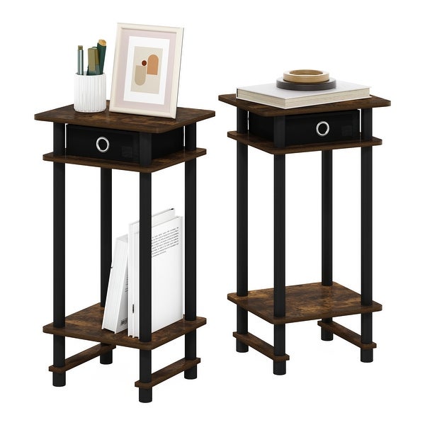 Furinno Turn-N-Tube Tall End Table with Bin