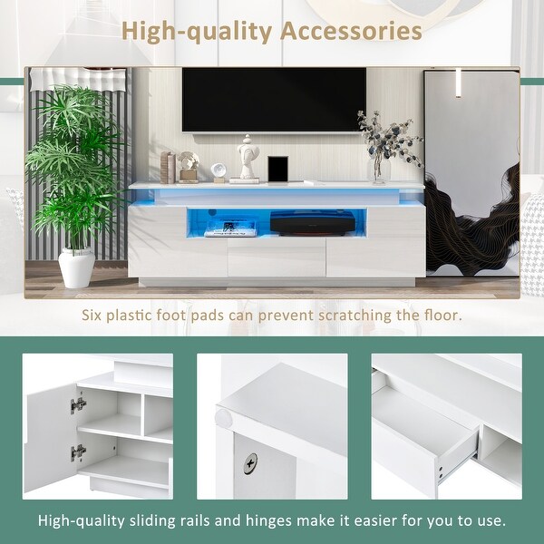 High Gloss UV Veneer TV Console RGB LED TV Stand with 4 Door TV Cabinet Entertainment Center