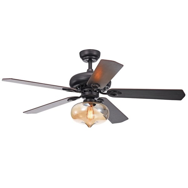 Figuera 52-Inch 5-Blade Antique Black Lighted Ceiling Fans w/ Clear Amber Glass Shade (Remote Controlledand2 Color Option Blades) Shopping - The Best Deals on Ceiling Fans | 28327810