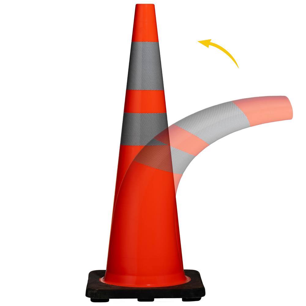 BOEN 28 in. Orange PVC Reflective Traffic Safety Cone TC-28R