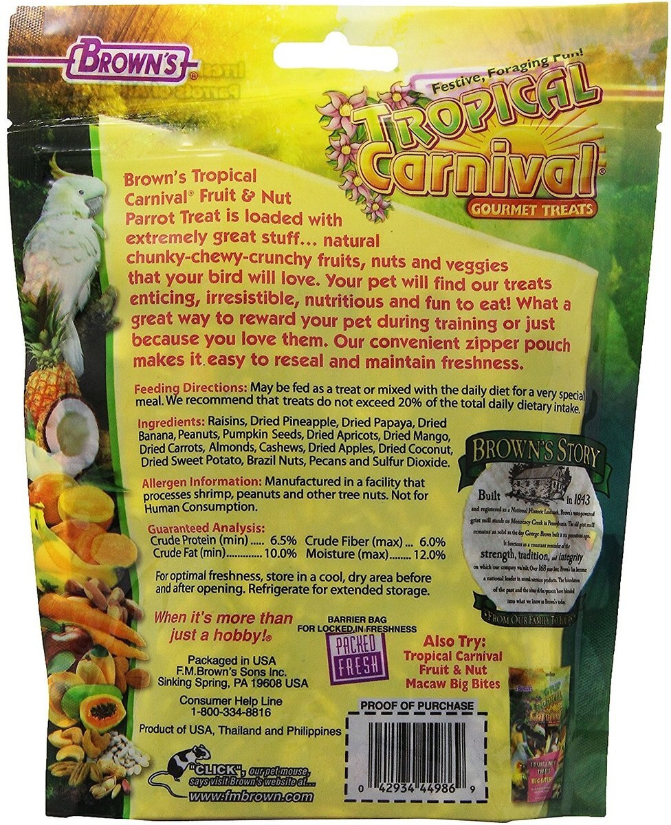 Brown's Tropical Carnival Fruit and Nut Parrot Bird Treats