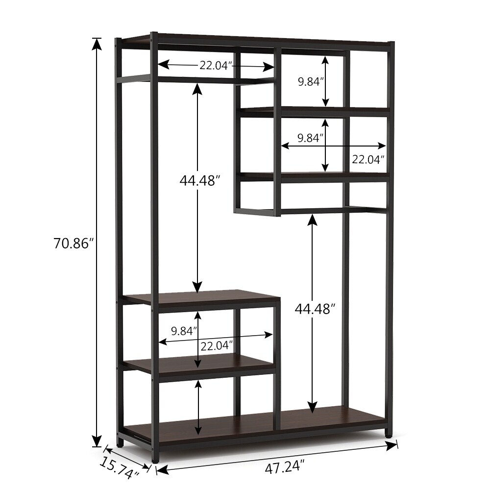 Large closet organizer Double Hanging Rod Clothes Garment Racks with Storage Shelves