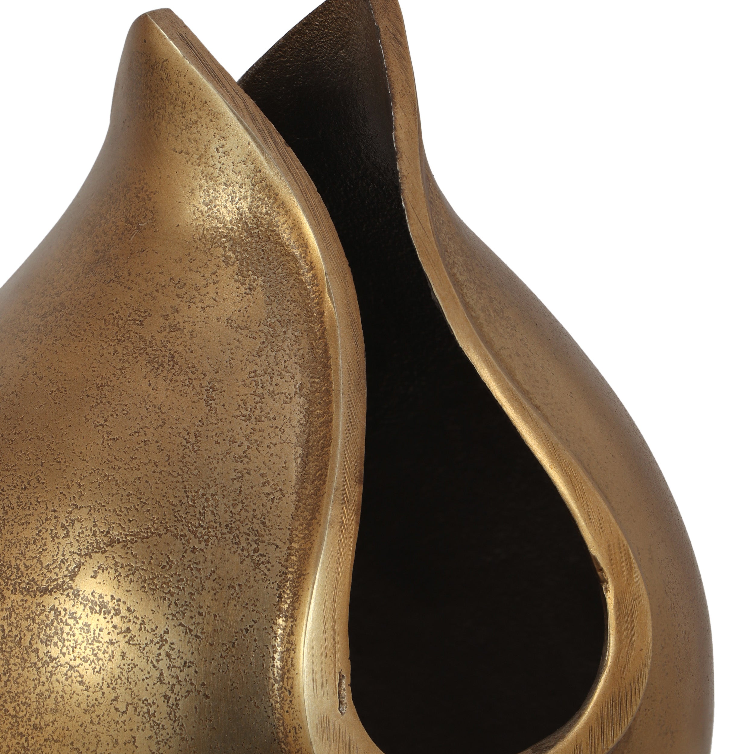 Allegra Handcrafted Aluminum Decorative Vase, Raw Brass