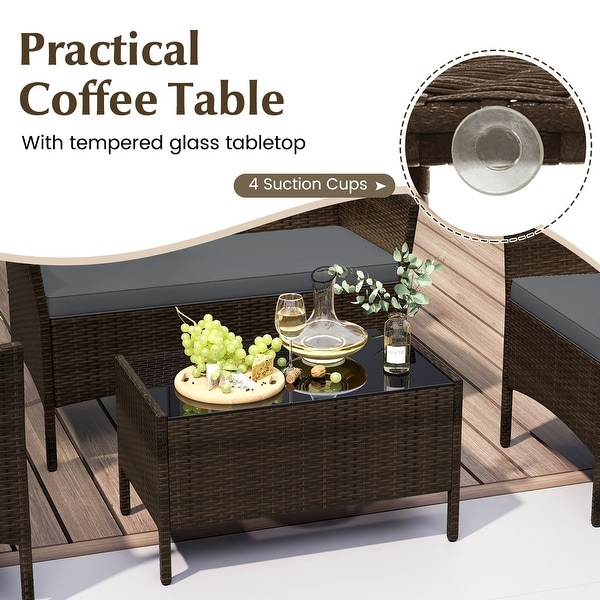 Gymax 8 Piece Patio Rattan Conversation Set Outdoor Wicker Furniture