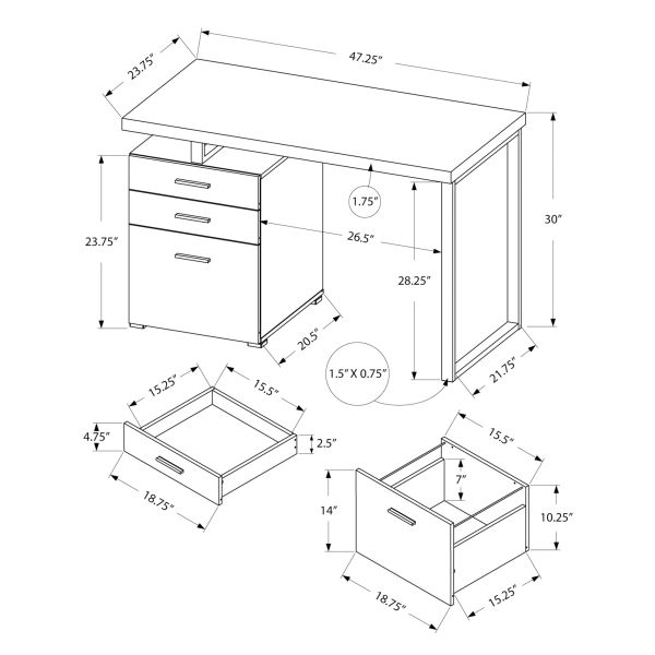 Computer Desk， Home Office， Laptop， Left， Right Set-up， Storage Drawers， 48