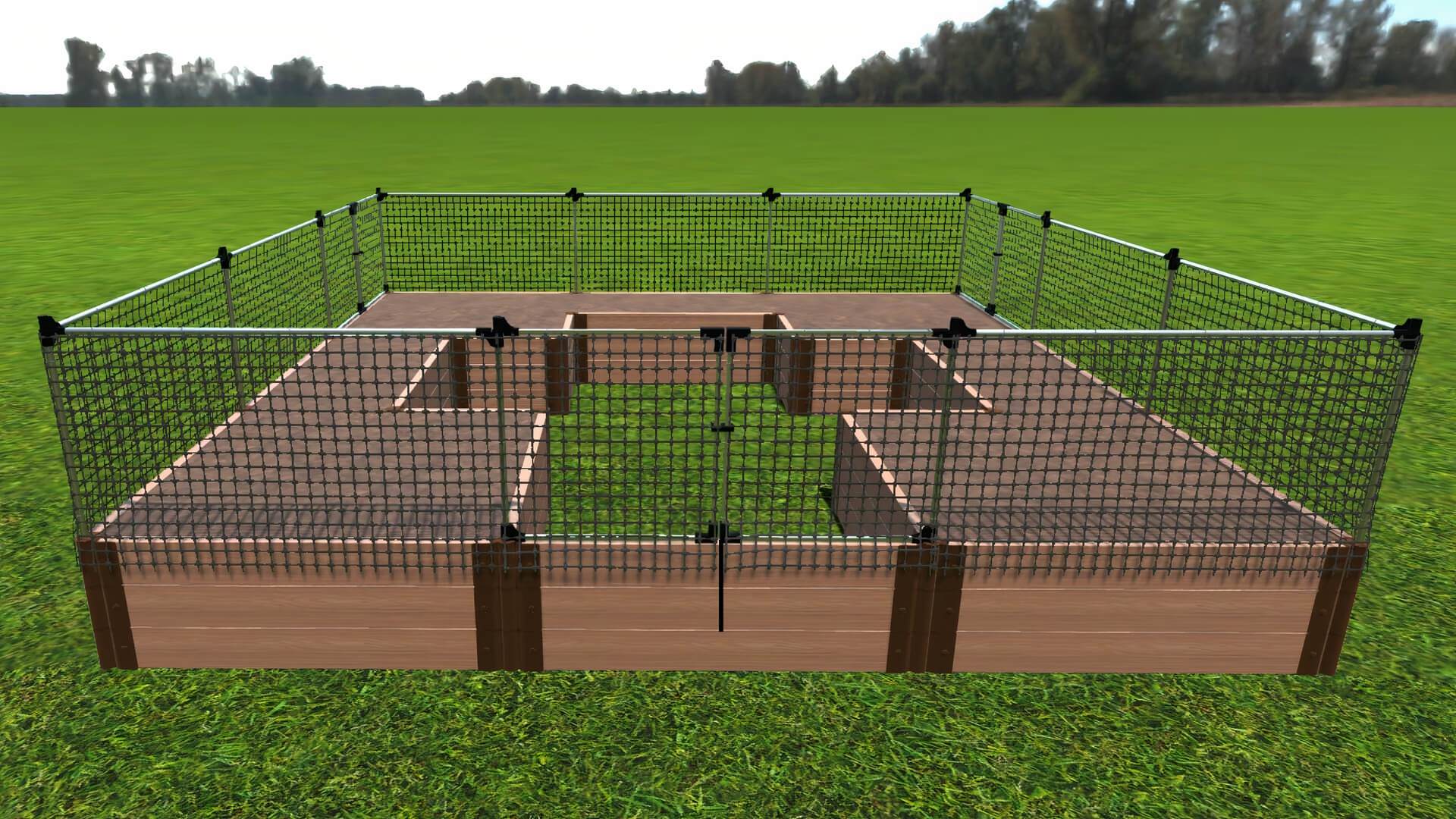 Walk-In 'Center Cross' 12' x 12' Animal Barrier Raised Garden Bed - 2