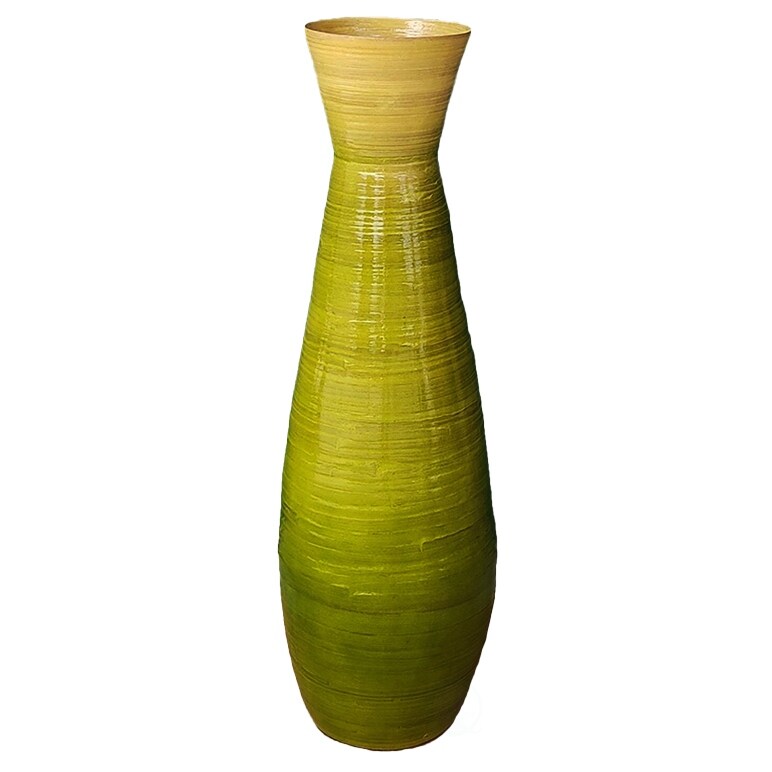 Uniquewise Classic Bamboo Floor Vase Handmade  For Dining  Living Room  Entryway  Fill Up With Dried Branches Or Flowers