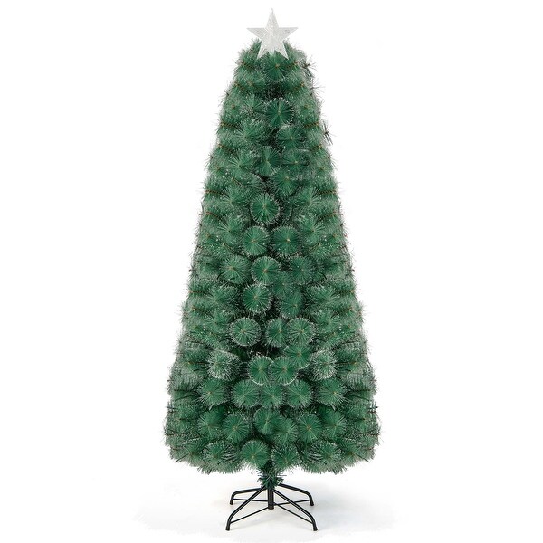 Costway 5FT/6FT/7FT PreLit Fiber Optic Christmas Tree Xmas Decor with