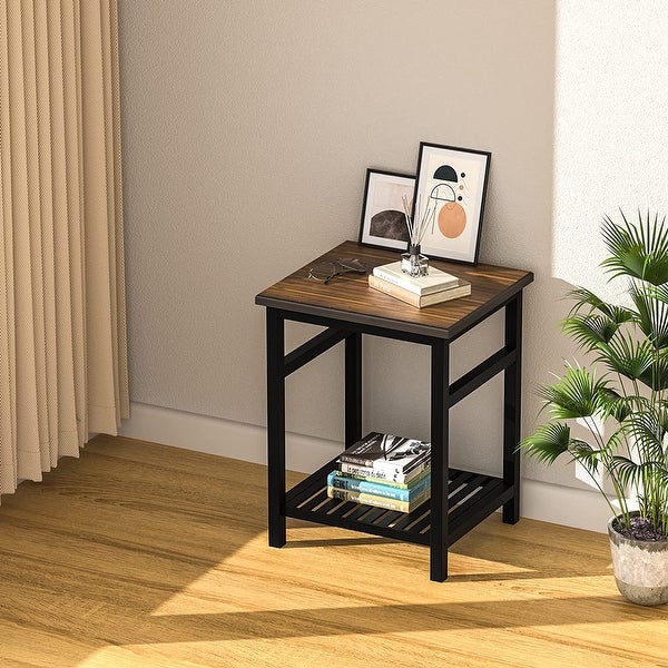 Modern Bamboo 2-Tier End Table/Side Table/Nightstand