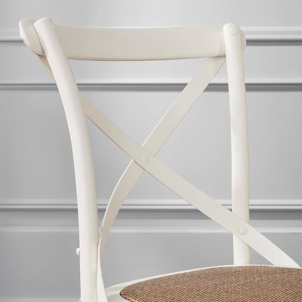 Home Decorators Collection Mavery Ivory Wood Dining Chair with Cross Back and Woven Seat (Set of 2) (19 in. W x 34.6 in. H) PJC118-297001