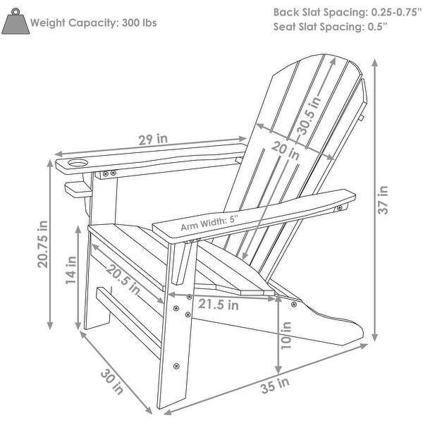 AllWeather Turquoise/Black Outdoor Adirondack Chair with Drink Holder