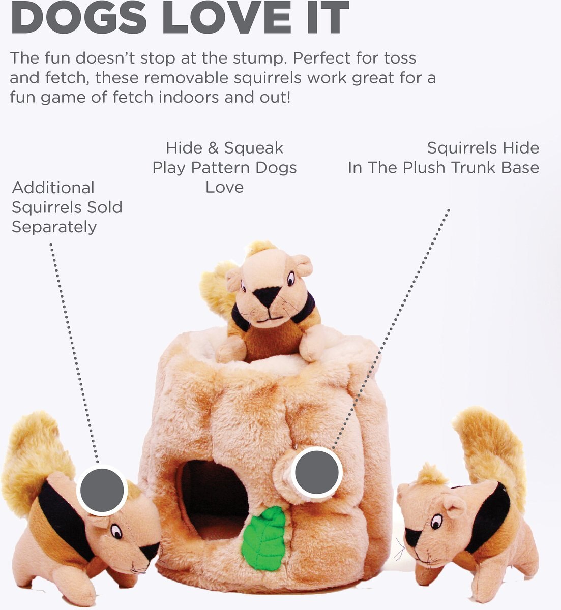 Outward Hound Hide A Squirrel Squeaky Puzzle Plush Dog Toy