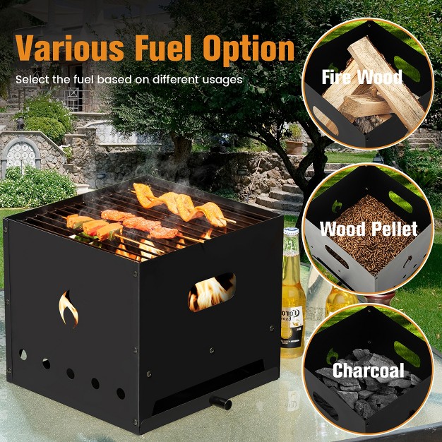 Costway 4 in 1 Multipurpose Outdoor Pizza Oven Wood Fired 2 layer Detachable Oven