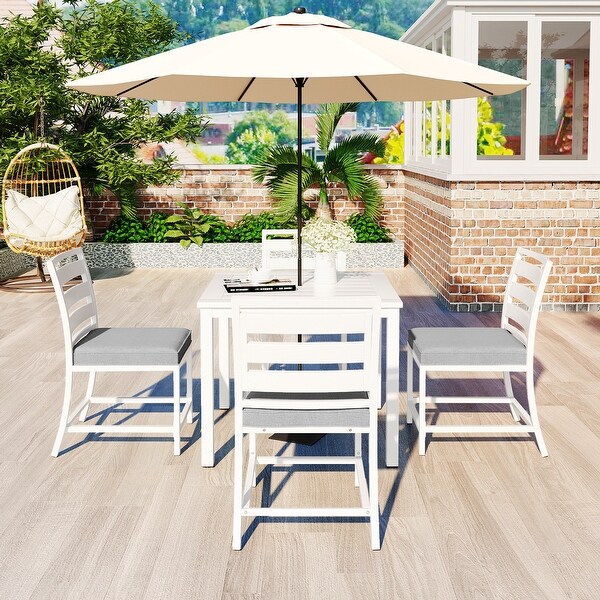 4 Pcs Patio Dining Sets Patio Conversation Sets with Umbrella Hole -  - 37895085