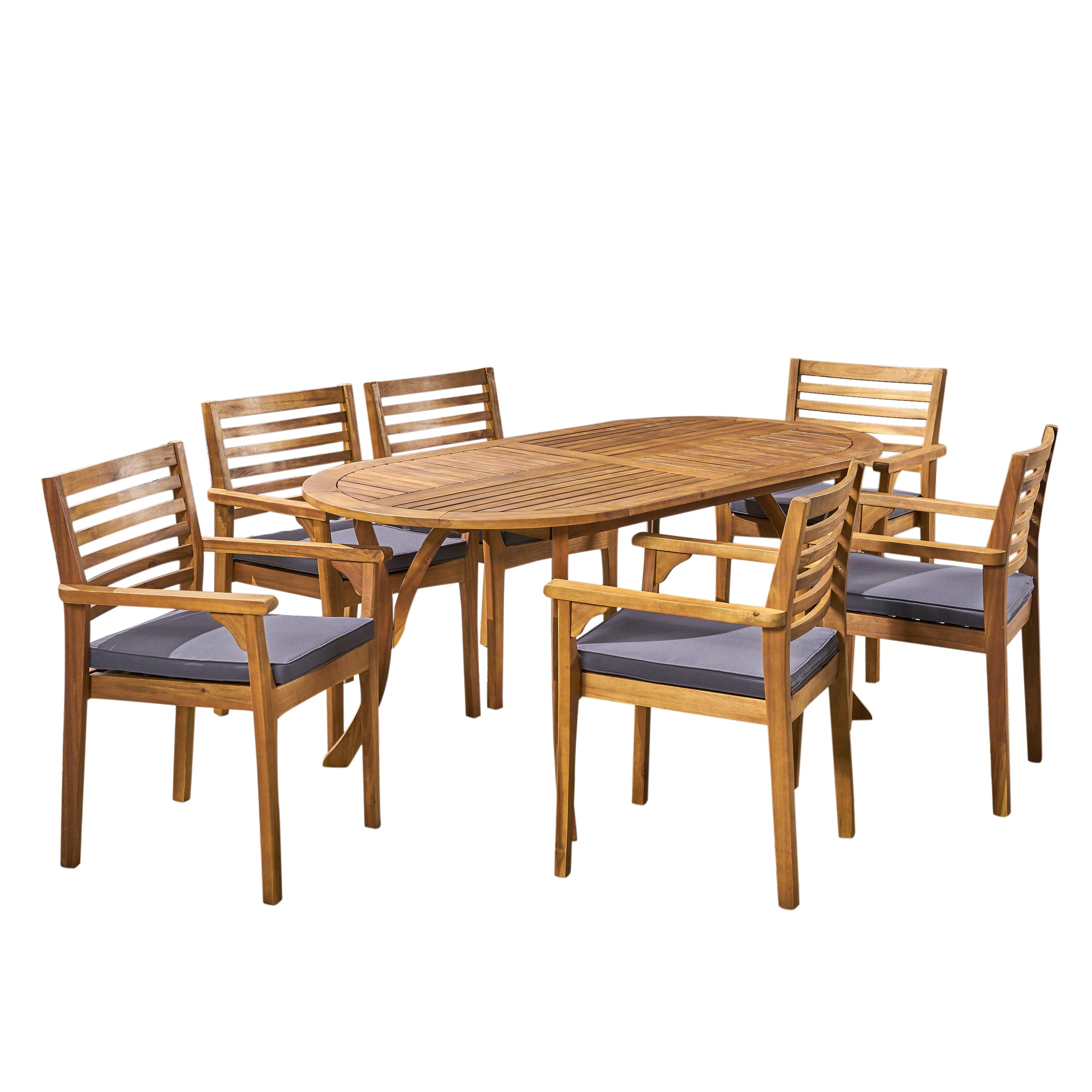 Phoenix Outdoor Acacia 6-Seater Dining Set with Cushions and 70