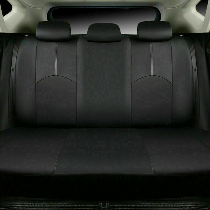 Car Seat Cover，9PCS Full Set Auto Luxury PU Leather Front Rear Seat Cushion for 5-Seats Car Black， Christmas Gifts