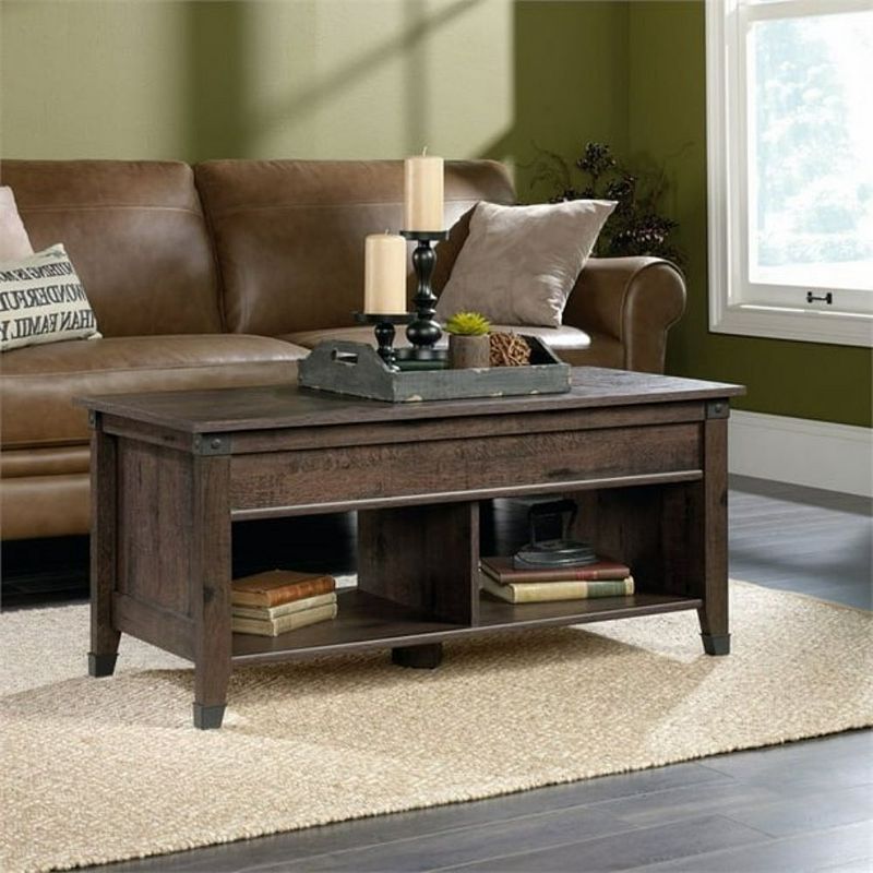 QuikFurn Dark Brown Lift-Top Multi Purpose Coffee Table