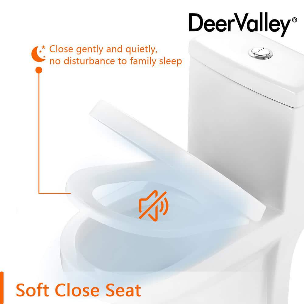 DEERVALLEY Liberty 1Piece 08128 GPF Dual Flush Elongated High Efficiency Toilet in White Seat Included