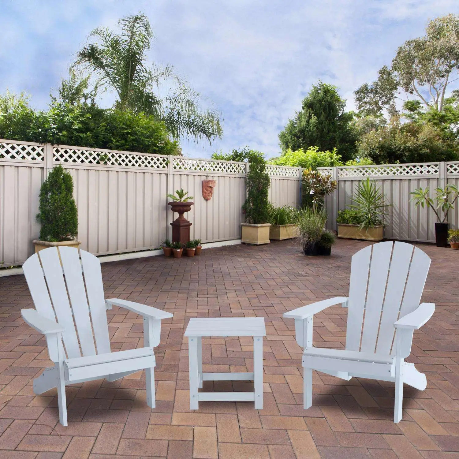 Faux White Wood Frame Adirondack Chair