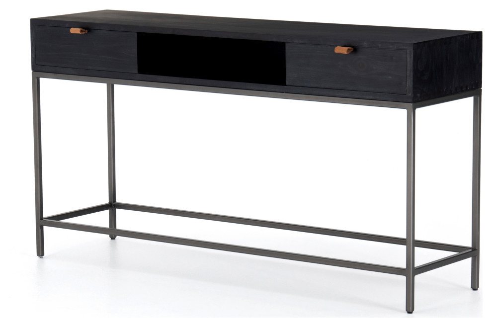 Trey Console Table  Black Wash Poplar   Transitional   Console Tables   by Four Hands  Houzz