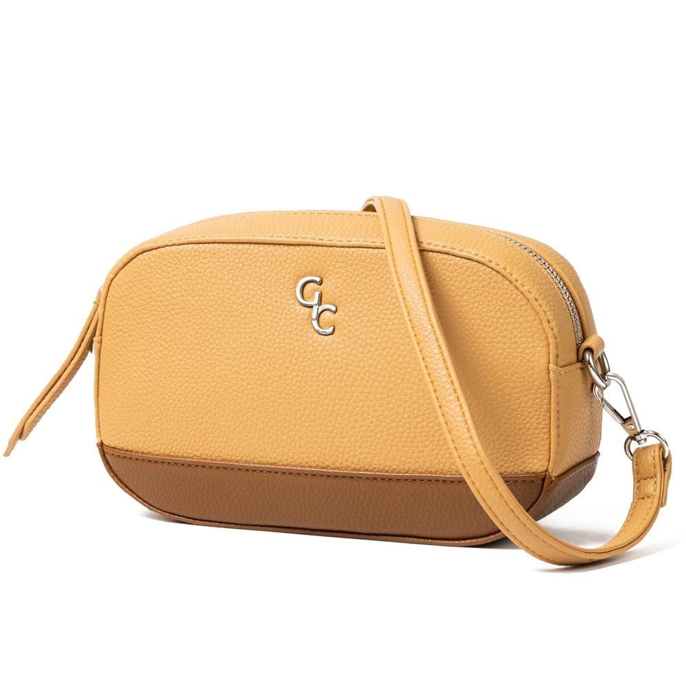 Galway Crystal Fashion Two Tone Crossbody Bag - Tan/Brown