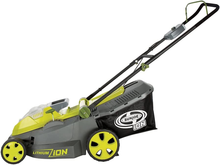 Sun Joe iON16LM 40-Volt 16-Inch Brushless Cordless Lawn Mower， Kit (w/4.0-Ah Battery + Quick Charger)