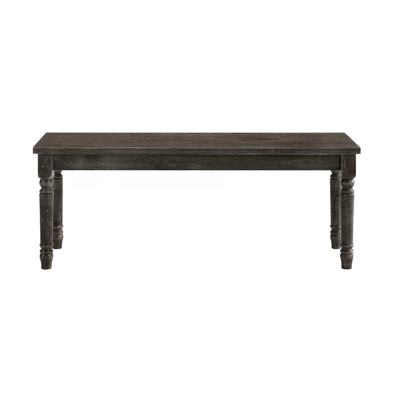 Transitional Style Rectangular Wooden Bench with Turned Legs， Bench