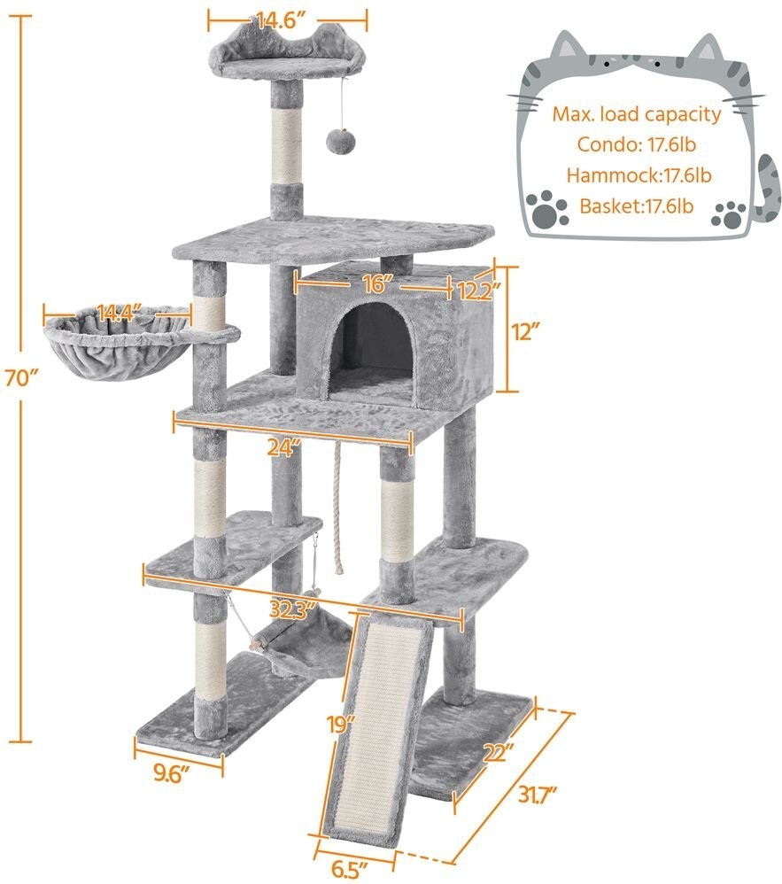 Yaheetech 70-in Cat Tree Condo