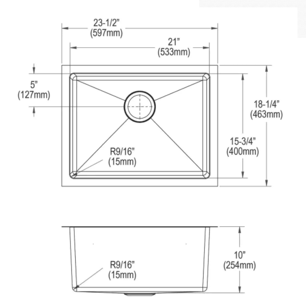 Elkay Crosstown Undermount Stainless Steel 24 in. Single Bowl Kitchen Sink