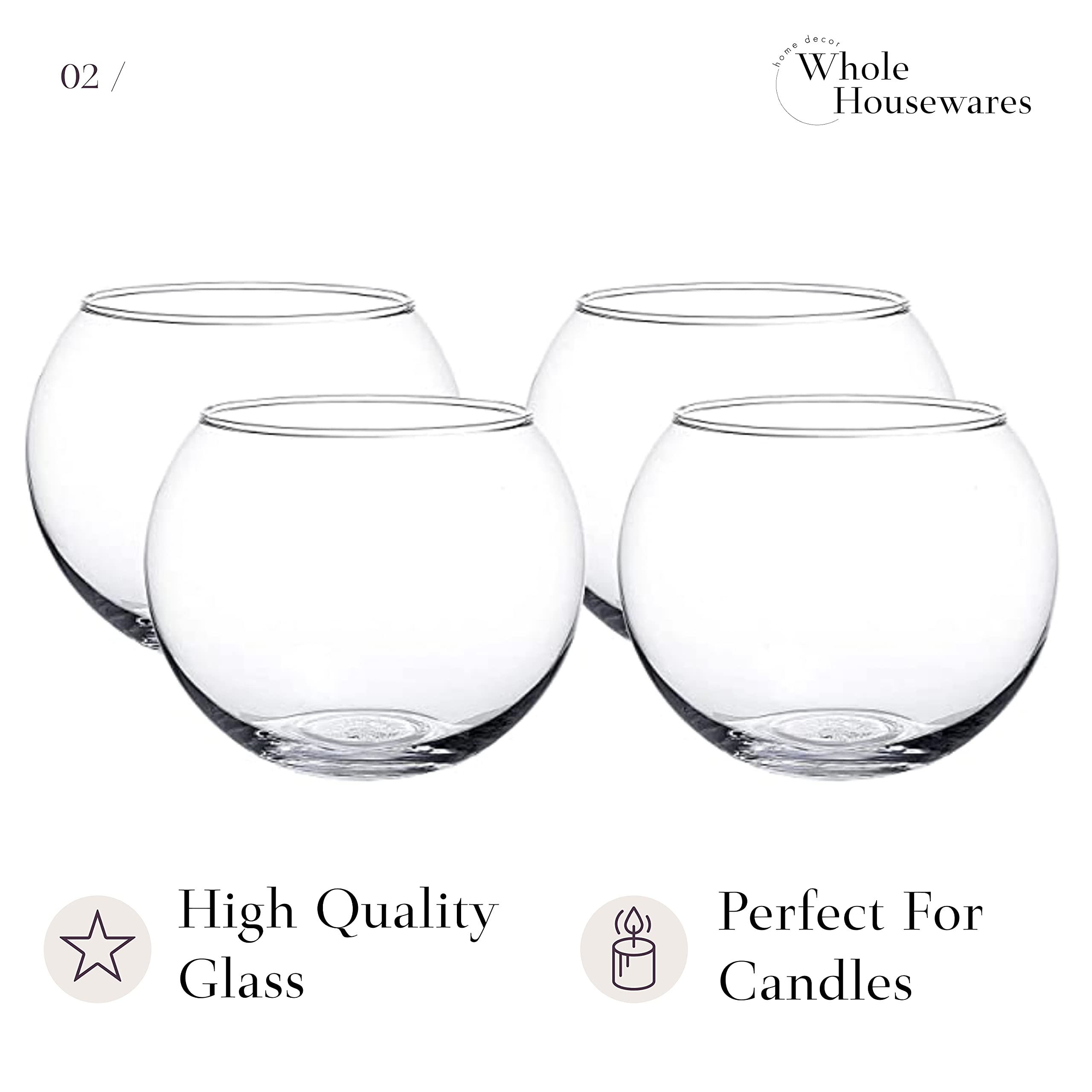 Clear Bubble Bowl Glass Vase-Glass Round Vase-Glass Fish Bowl-Glass Terrarium (D6 X H4.75 Inch 4pcs)