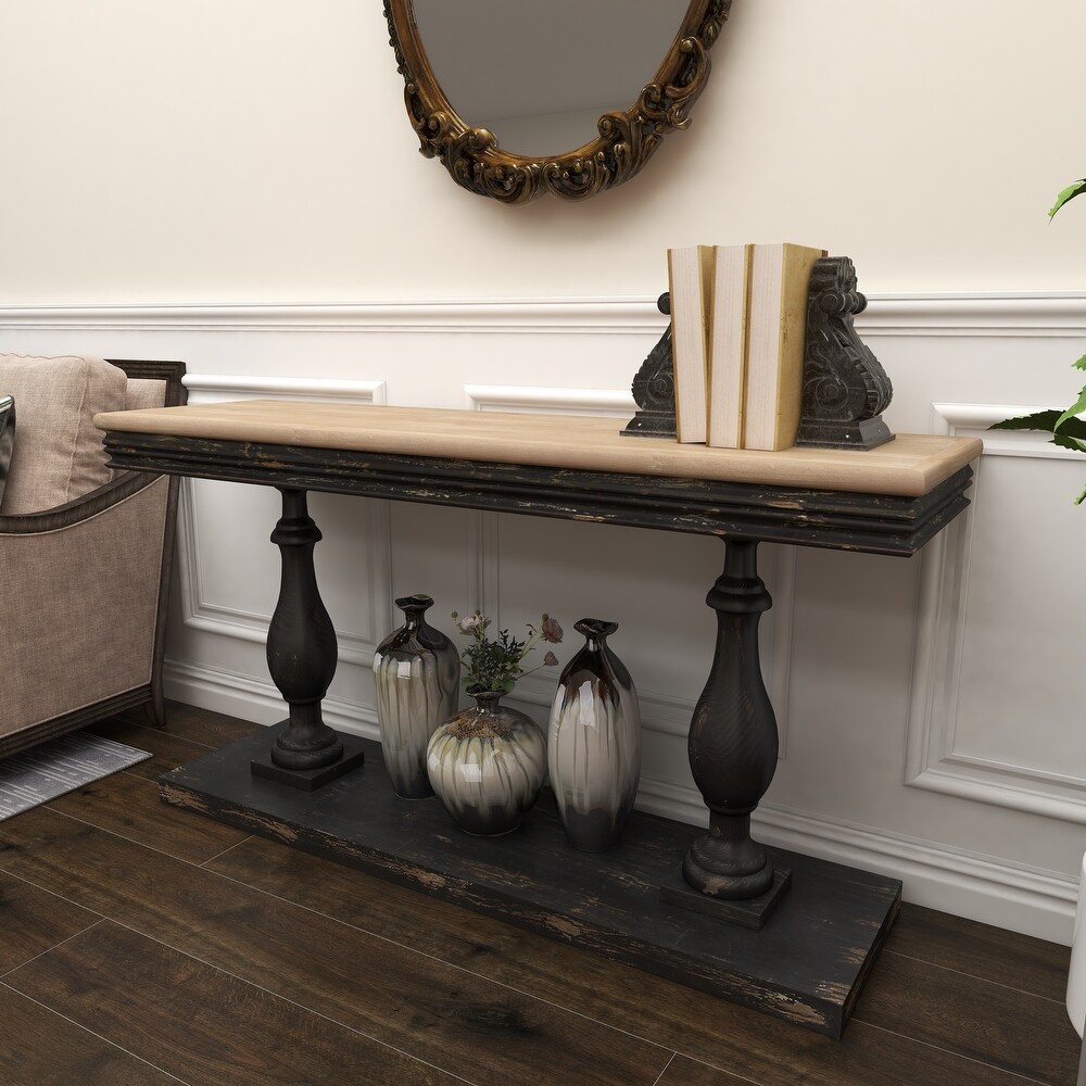 Black Fir Vintage Console Table 31 x 59 x 18   59 x 18 x 31