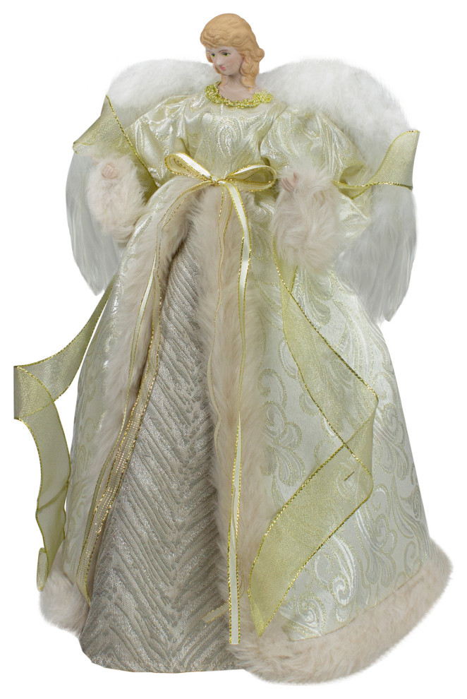 18 quotLighted White and Gold Angel in a Dress Christmas Tree Topper   Christmas Ornaments   by Northlight Seasonal  Houzz