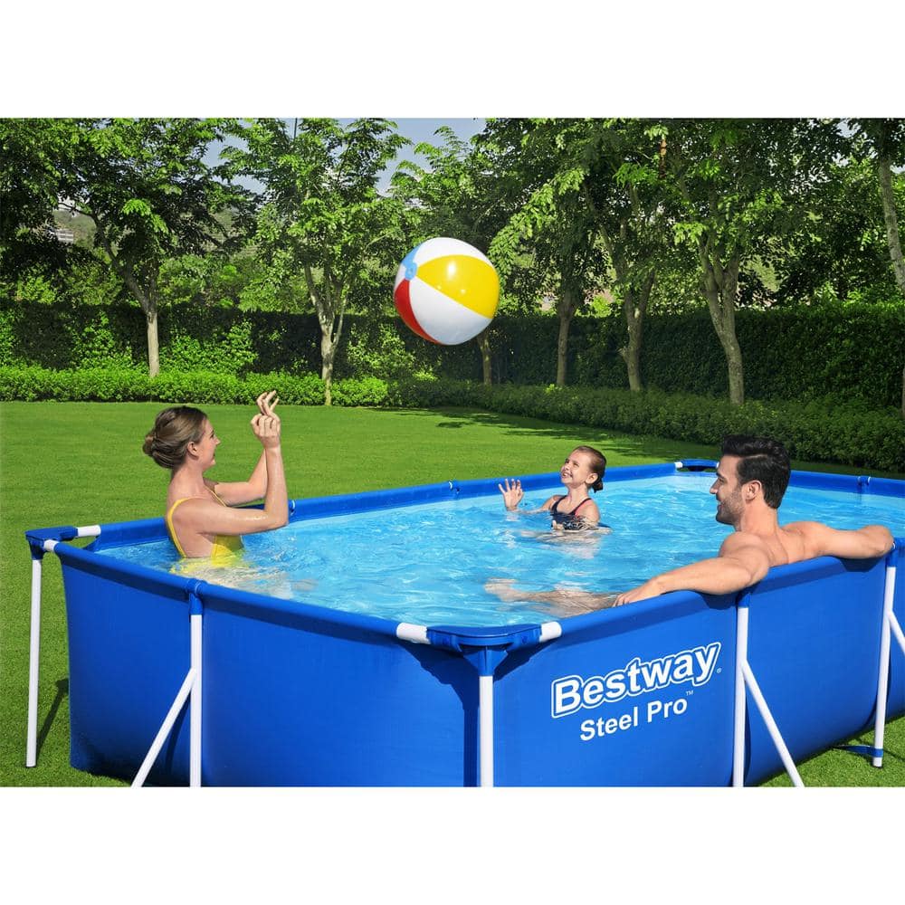 Bestway Pro 13 ft. x 7 ft. Rectangular 32 in. Deep Metal Frame Above Ground Swimming Pool 56512E-BW