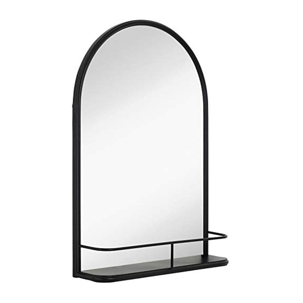 Rounded Top Metal Shelf Mirror Entryway Vanity Sink Holder