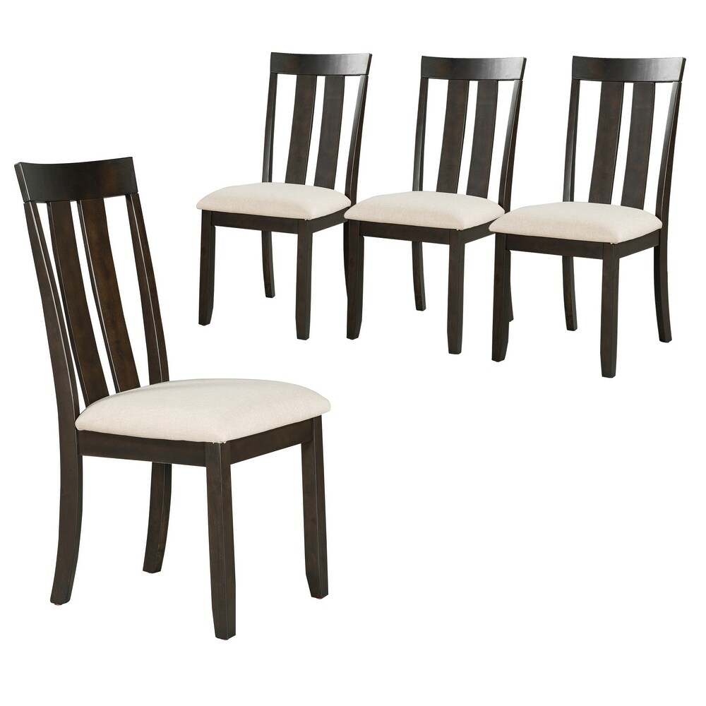 Vintage Dining Chairs Soft Fabric Dining Room Chairs with Seat Cushions   Curved Back   Ergonomic Back Design  Set of 4