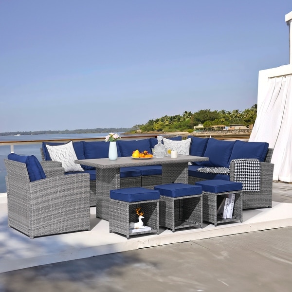 Outdoor 8piece Wicker conversation set Patio Sofa Furniture