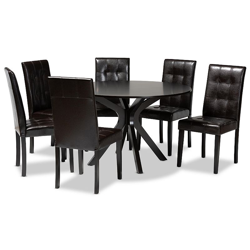 Baxton Studio Marie Dining Table and Chair 7-piece Set