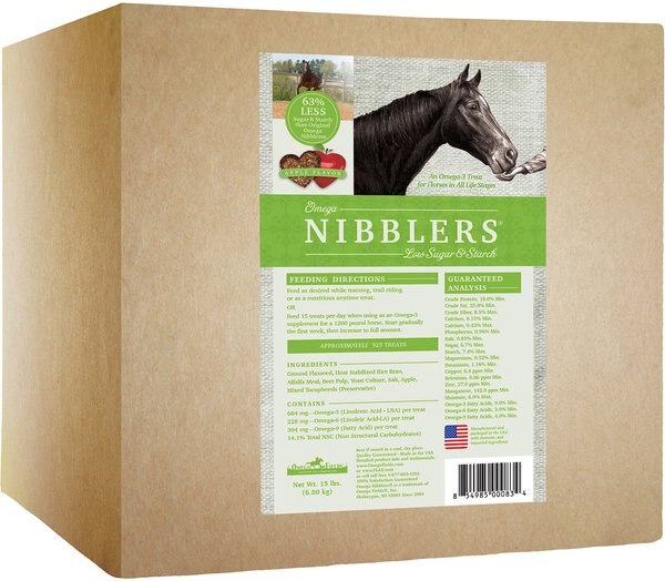 Omega Fields Omega Nibblers Low Sugar and Starch Apple Horse Treats， 15-lb box