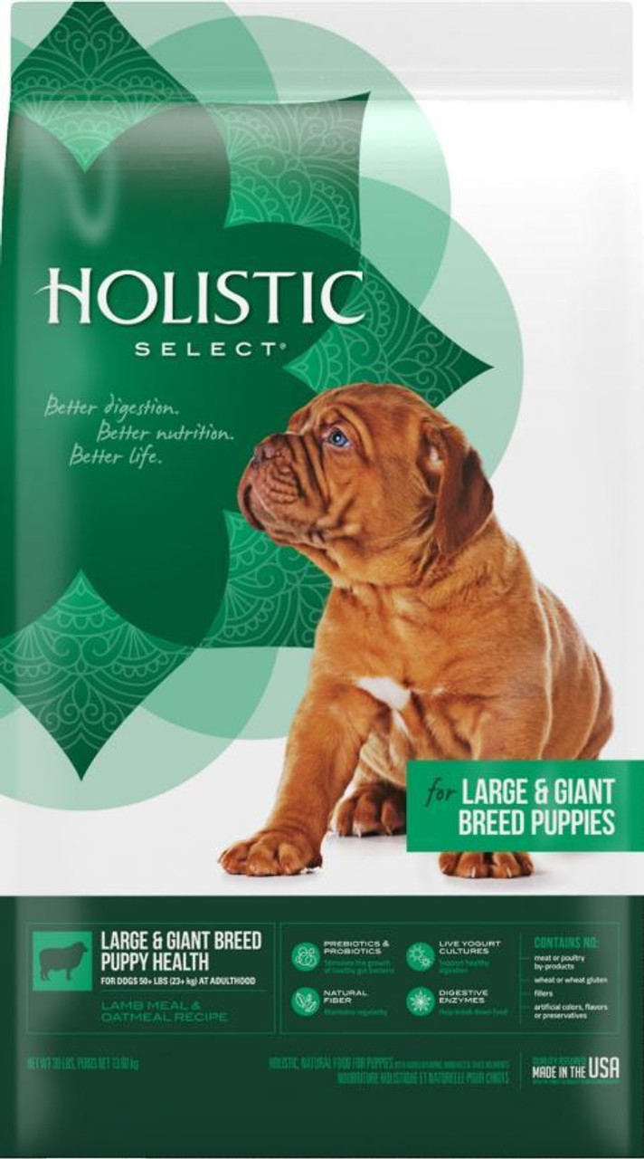 Holistic Select Large and Giant Breed Puppy Health Lamb Meal and Oatmeal Recipe Dry Dog Food， 30 Lbs.